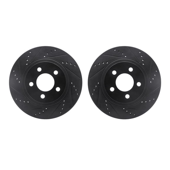 Dynamic Friction Company Front Brake Rotors-Drilled and Slotted-Black 8002-54075