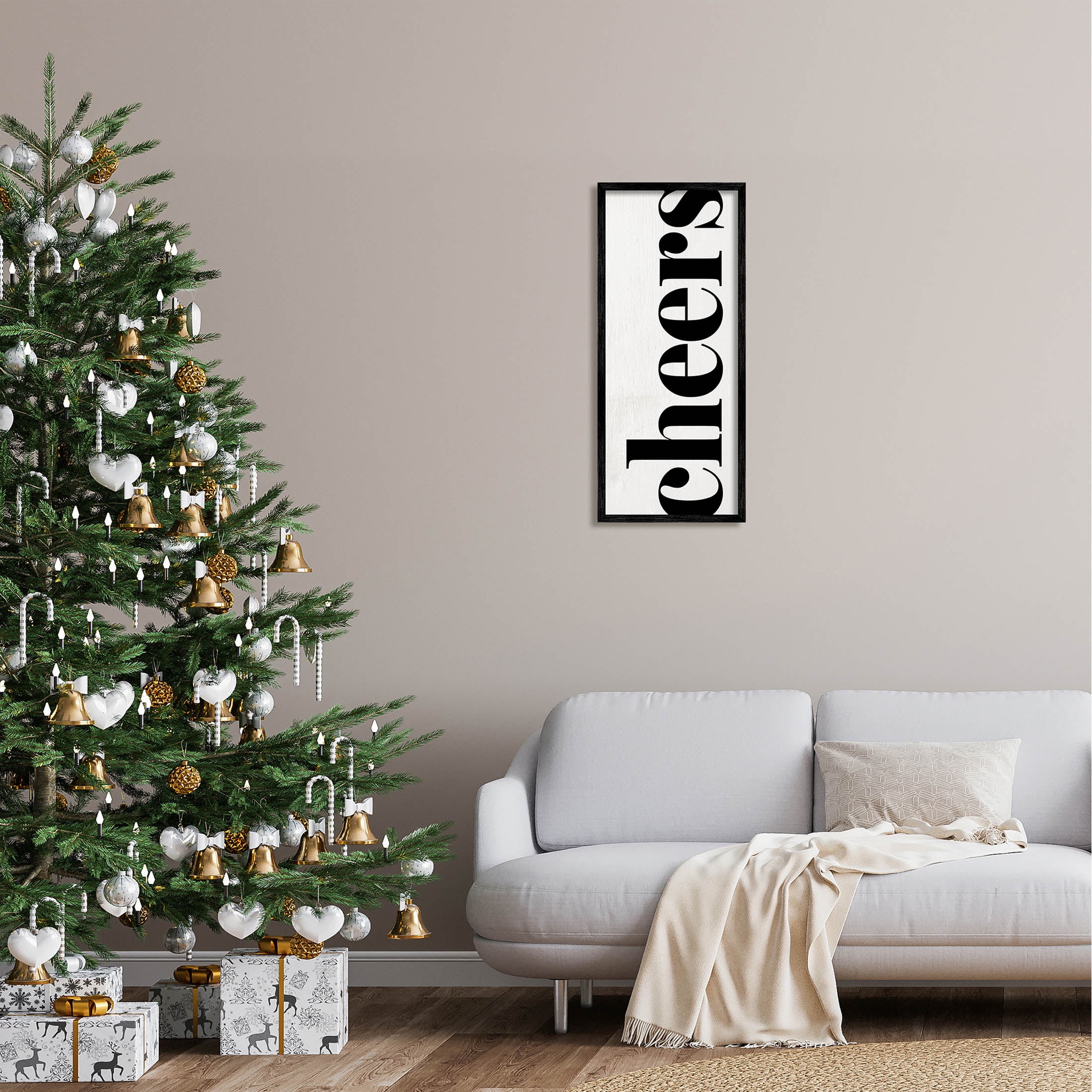 Cheers Holiday Kitchen Sign Holiday Graphic Art Black Framed Art Print Wall Art