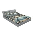 thumbnail image 2 of Ambesonne Art Nouveau Fitted Sheet & Pillow Sham Set, Panorama of a Pool Hall, Queen, Pale Taupe Blue Grey, 2 of 2