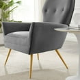 thumbnail image 3 of Armchair Accent Tufted Chair, Grey Gray, Velvet, Modern Contemporary, Mid Century Living Hotel Lounge Cafe Lobby, 3 of 8