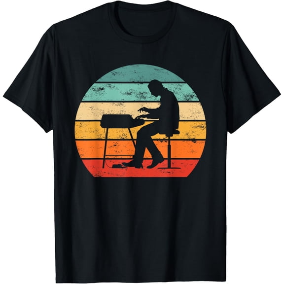 t-shirt Electric organ grunge retro sunset 70s 80s electronic organ T-Shirt mens t shirt，black，women，funny，misfits，men，journey