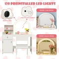 thumbnail image 3 of INFANS Kids Vanity, Princess Makeup Desk and Chair Set with Lights Mirror Drawer Storage Shelves, Wooden Dressing Table, Pretend Play Vanity Set for Toddler Girls, 3 of 9