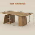 thumbnail image 2 of 63" Executive Desk with Power Outlets, Modern Home Office Desk with Storage Cabinet, Computer Desk Conference Table, Oak, 2 of 7