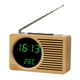 thumbnail image 1 of Radio Reloj Reloj despertador de madera Retro multifuncional con radio de cabecera, radio reloj con Tomshoo Bambú-Luz verde, 1 of 7