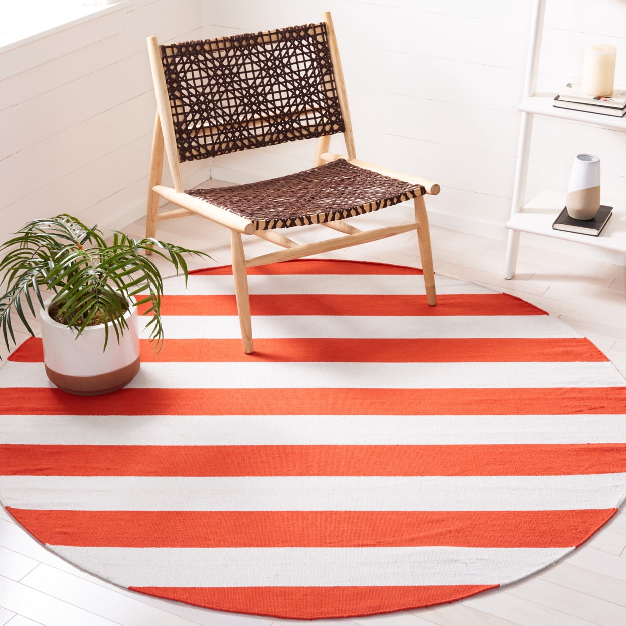 SAFAVIEH Montauk Saranna Striped Cotton Runner Rug, Rust/Ivory, 2'3" x 7'