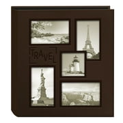 Pioneer Photo Albums Travel Collage Frame Cover Large Leatherette 240 Pkt 4x6 Photo Album, Brown