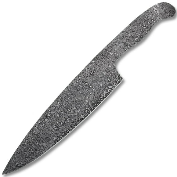 Damascus Full Tang Ladder Pattern Blank Chef Knife - Ltd.Edition