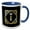 Blue/White, variant on 3drose, Letter I- Image of Monogram with Crown and Blue Star- Not Metal Foil, 11oz Two-tone Blue Mug