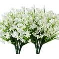 thumbnail image 2 of Morttic 8 Bundles Artificial Daffodils Flowers Faux Plastic Lotus Shrubs UV Resistant No Fade Faux Greenery for Bridal Bouquet Home Garden Hanging Planter Porch Patio Office Wedding Decor (White), 2 of 7