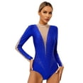 thumbnail image 2 of Doomiva Women Gymnastics Unitards Keyhole Back Bodysuit Tops Ballet Dance Leotard Figure Skating Blue XXL, 2 of 7