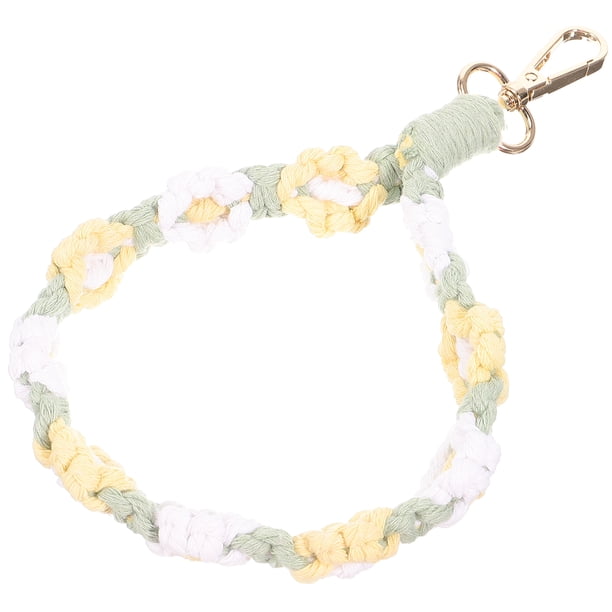 GOOHOCHY Llavero con flor tejida, llavero decorativo para muñeca, llavero con dije para bolso, llavero para mujer