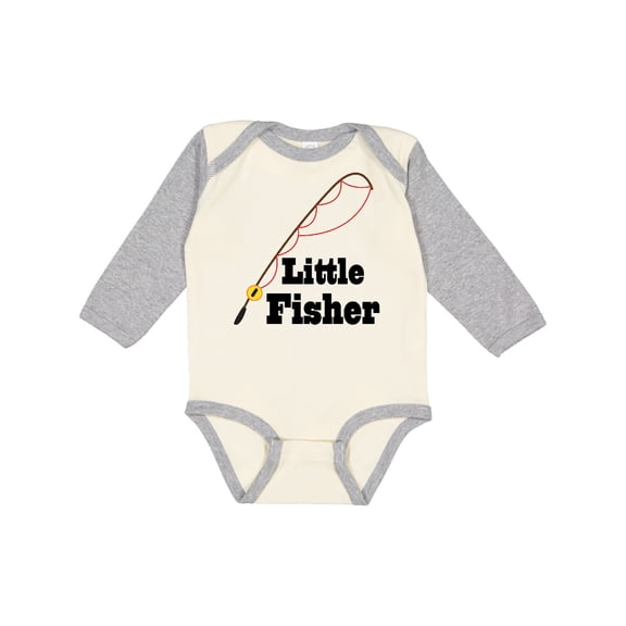 Inktastic Little Fisher Fishing Boys or Girls Long Sleeve Baby Bodysuit