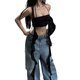 thumbnail image 2 of Shrunken Streamer Halter Top Niche Design Hot Girl Cropped Crop Top T-Shirt, 2 of 6
