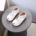 thumbnail image 5 of XIMIN Toddler Girls Closed-Toe Sandals with Adjustable T-Strap Breathable Cutout Design Non-Slip Sole Summer Shoes for Kids Casual Wear (White, 18-24 Months), 5 of 7