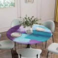thumbnail image 5 of Purple Turquoise Oil Painting Round Tablecloth for 36-44 Inch Tables,Fitted Table Cover with Elastic Edge,Abstract Modern Geometric Waterproof Outdoor Table Cloth Protector for Patio Garden Dinner, 5 of 9