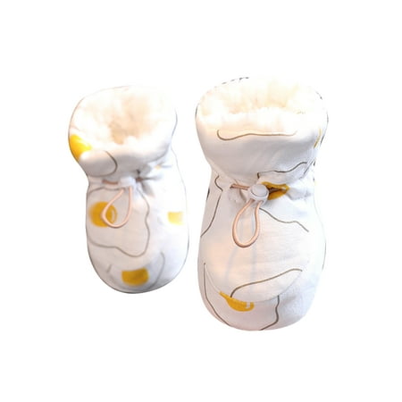 

Colisha Girls Boys Winter Bootie Plush Lining Sock Slipper First Walker Cotton Boots Casual Warm Ankle Boot Cartoon Crib Shoes Yellow 4C