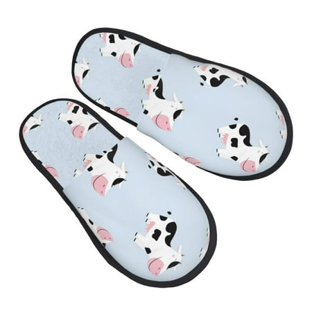 

KLL cute Farm Cow Slippers For Women Men House Slip On Indoor Outdoor Bedroom Furry Fleece Lined Ladies Comfy Anti-Skid Rubber Hard Sole-Large