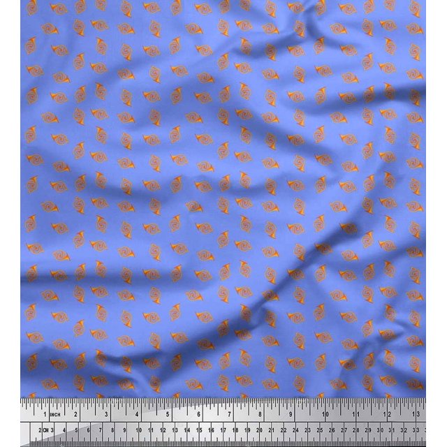 Soimoi Rayon Crepe Fabric French Horn Musical Instrument Printed Craft Fabric by The Yard 46 Inch Wide