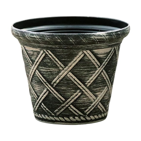 Large Pots for Plants Outdoor, 9-Inch Thickened Plastic Roman Rattan Design Flower Pot 22.3x18.3cm for Balcony, Planter Pots for Outdoor Plants