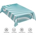 thumbnail image 6 of 60x84inches Abstract 3D Wave Pattern Tablecloth Modern Geometric Gradient Turquoise White Table Covers Waterproof Durable Polyester Fabric Table Cloth for Dining Room Living Room Home Decor, 6 of 7