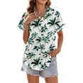 thumbnail image 3 of Hawaiian Button Down Shirts for Women Casual Short Sleeve Floral Print Blouses Summer Tops, 3 of 5