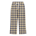 thumbnail image 5 of Zysthvn Straight Leg Casual Capri Pants for Women Summer Plaid Cropped Pants for Women Drawstring Loose with Pockets Button, 5 of 5