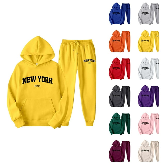 New York Womens Sweat Suits 2 Piece Set 2026 Fashion Hoodie and Joggers Sweatpants Matching Set