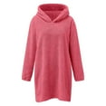 thumbnail image 5 of Sweatshirt Dress for Women Fuzzy Fleece Pullover Hoodie Casual Solid Soft Warm Winter Long Sleeve Pajamas Sleepwear, 5 of 9
