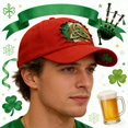 thumbnail image 4 of St Patricks Day Hat,Saint Patricks Day Hat,Unisex St. Patrick's Shamrock Art Print Hat Irish Celtic Ireland Baseball Cap,Vintage Shamrock Baseball Cap, Distressed Embroidered Clover Hat(Red), 4 of 6