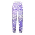 thumbnail image 5 of miqiqism Clearance High Waist Elastic Pant Women Heart Sweatpant Trendy Drawstring Cinch Bottom, Fashion Lightweight Trouser Workout Athletic Clothing Valentines Day Outfit,02_Purple,X-Large, 5 of 5