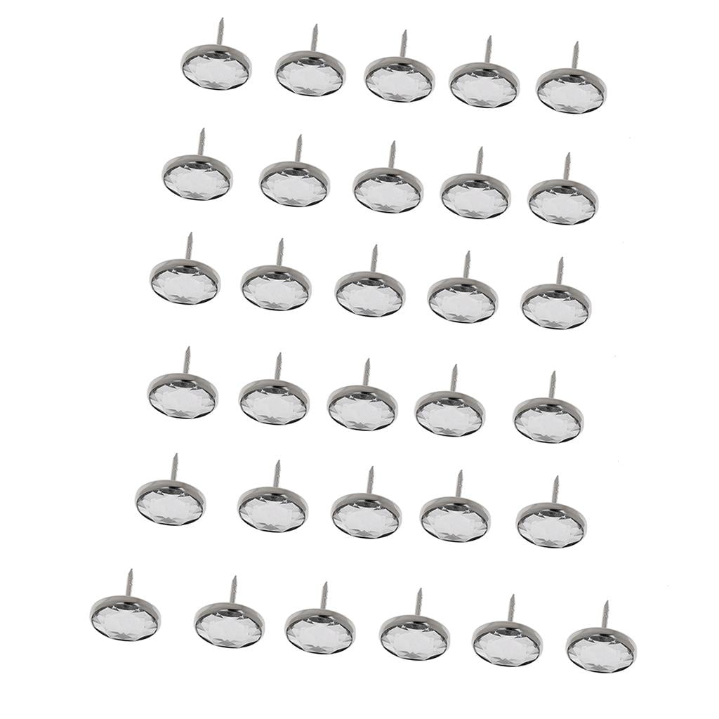 GUOOL 3-12pack 25 Pieces Crystal Sofa Headboard Buttons Upholstery Decoration Silver 10 Pcs
