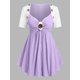 thumbnail image 1 of Camiseta Talla Extra Color Bloque Broderie Anglaise Rosegal  Camisetas tallas grandes, 1 of 5