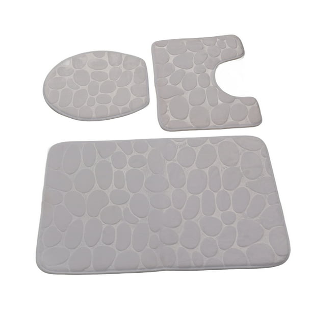 Tapete Para Tapa De Inodoro, Tapete Absorbente De Agua Para Contorno De Inodoro, Alfombras De Baño Con Relieve De Guijarros, Juego De 3 Piezas Para Niños Y Adultos