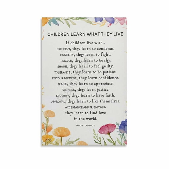 Children Learn What They Live Poem Poster (1) Canvas Painting Posters And Prints Wall Art for Living Room Bedroom Decor