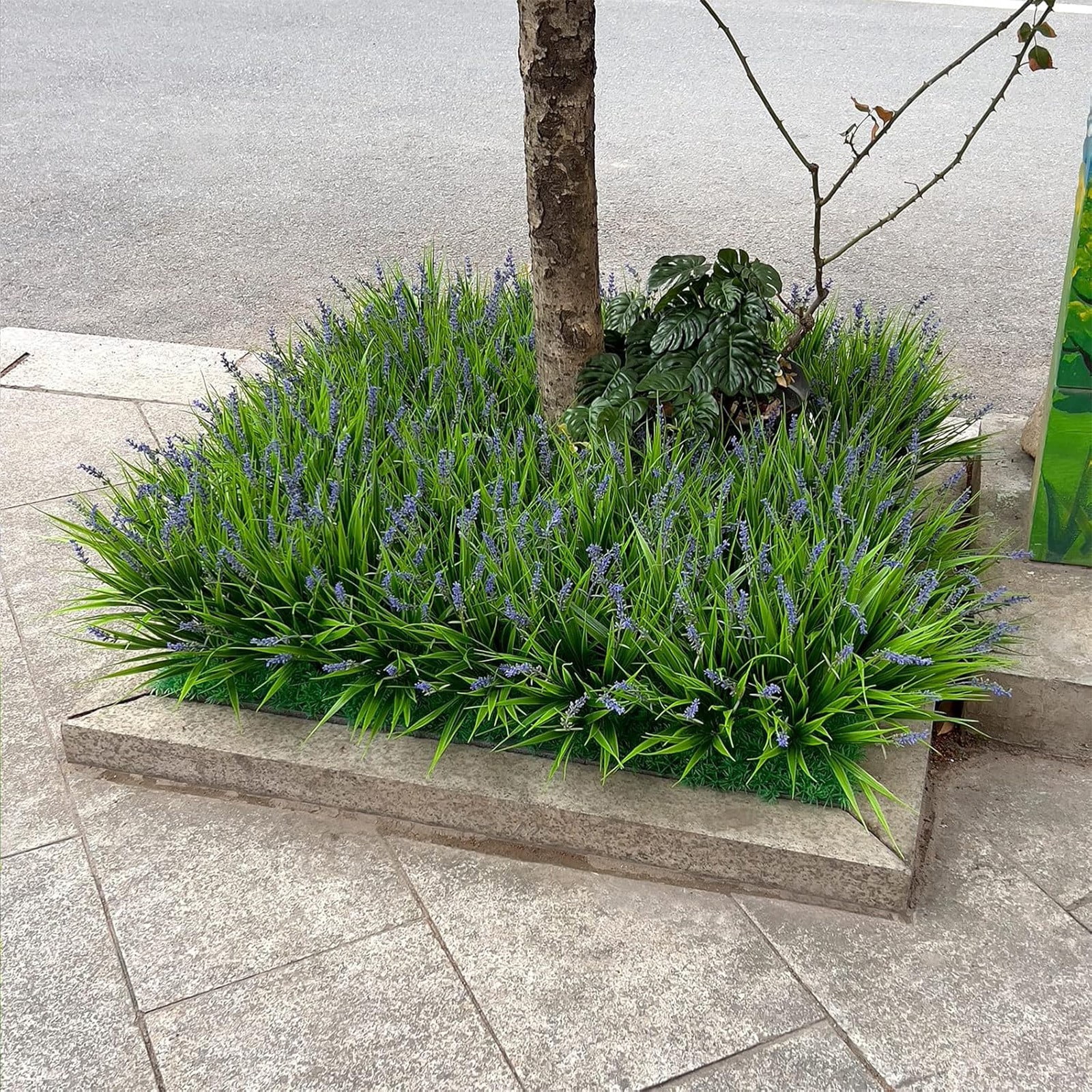 Dark Purple Artificial Lavender Spring Grass 35x6 cm by Dusknt Outdoor Monkey Flower Pot Plant Decor for Window Garden Patio Hanging Planter Front Porch