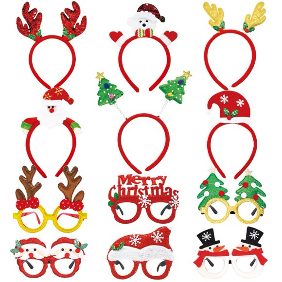 Juego de diademas navideñas y marcos para gafas, 12 piezas, WODMAZ