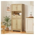 thumbnail image 4 of Tall Storage Cabinet with 2 Drawers & Adjustable Shelves, Rattan Cabinet, Kitchen Storage Cabinet, Pantry Cabinet with 4 Doors, Tall Cabinet for Living Room, Kitchen, Home Office, Natural, 4 of 8
