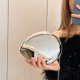 thumbnail image 6 of Jiibva Women's Reflective Oval Clutch with Shoulder Chain - Small Metal Crossbody Bag for Party, Wedding, Cocktail, Prom, 6 of 7