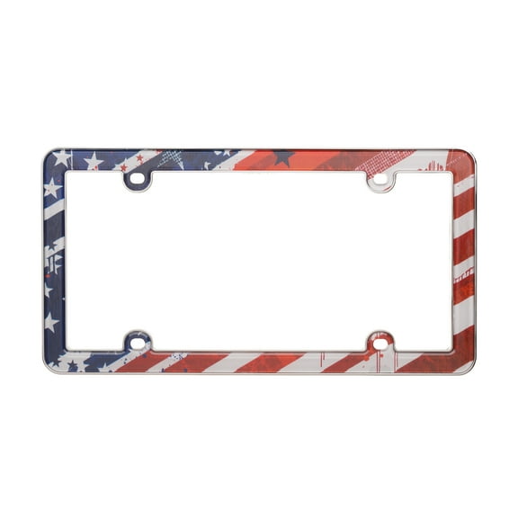 Auto Drive USA Flag Metal License Plate Frame, 90128W