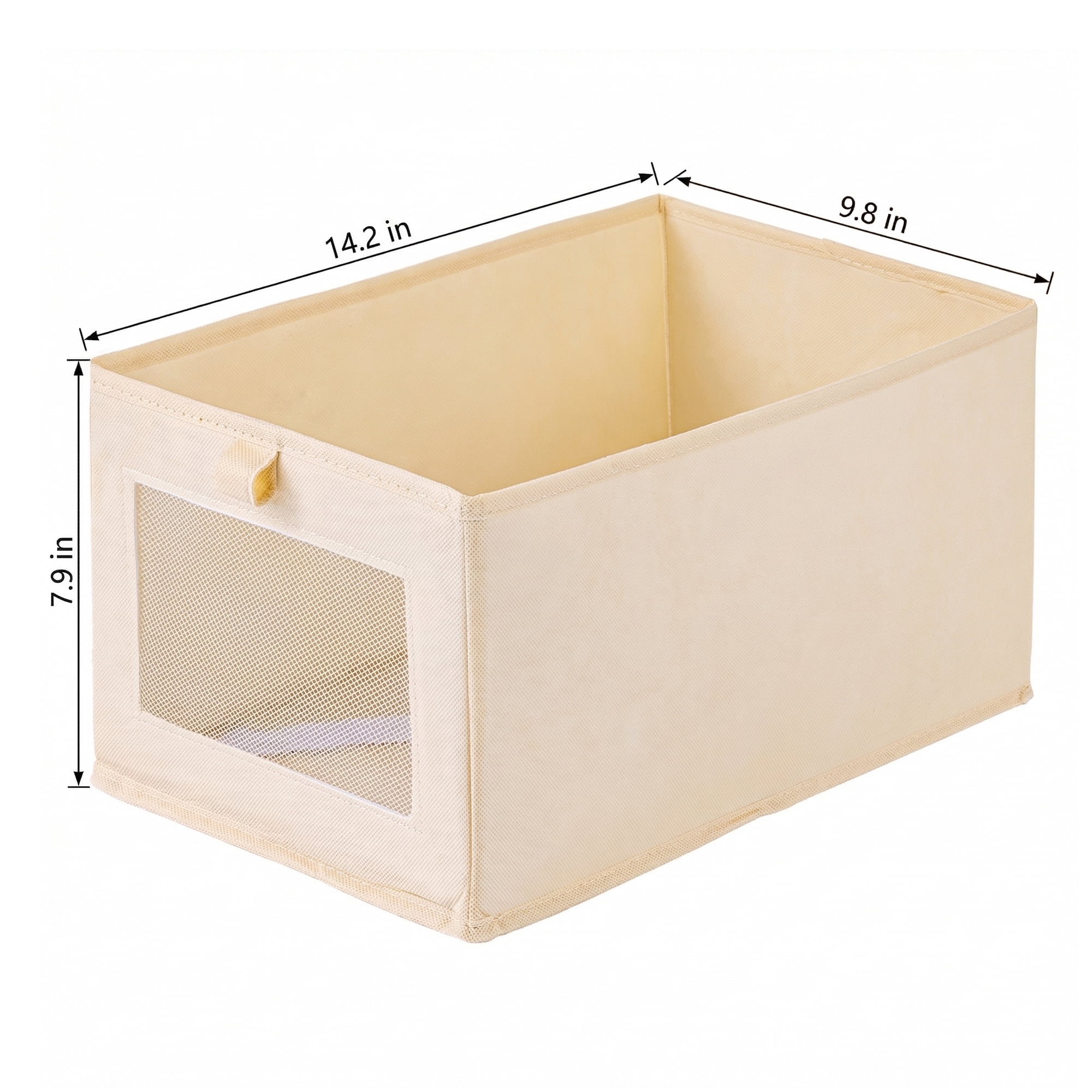 Unique Bargains 3pcs Storage Cube Fabric Storage Bins Beige 14.2*9.8*7.9in