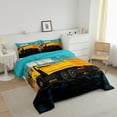 thumbnail image 3 of Cartoon Truck Twin Comforter Set,Vans Lorry Lightweight Bed Set For Bedroom,Buildings Yellow Cars Vehicle Breathable Down Comforter,Vehicle Theme Cozy Duvet Set, 3 of 7