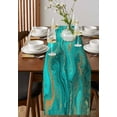 thumbnail image 4 of Turquoise Marble Table Runner 36 Inches, Farmhouse Modern Abstract Aesthetic Bed Runner Dresser Scarves Tabletop for Indoor Outdoor Parties/Ceremony/Banquet, 13"x 36", 4 of 8