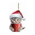 thumbnail image 2 of Cat Christmas Ornament 2D Christmas Tree Decorations Acrylic Cute Cat Hanging Ornaments Cute Animal Pendants for Xmas Tree Decor, Pet Lovers Gift, Car, 2 of 2