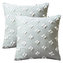 Unique Bargains 2 Pcs Jacquard Decoration Throw Pillow Cover Grey 18" x 18"