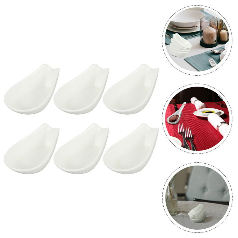 6Pcs Ceramic Spoon Rest Ladle Spoon Holder Practical Utensils Holders  (White)