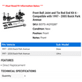 thumbnail image 2 of Front Ball Joint and Tie Rod End Kit 6 - Compatible with 1997 - 2005 Buick Park Avenue 1998 1999 2000 2001 2002 2003 2004, 2 of 2