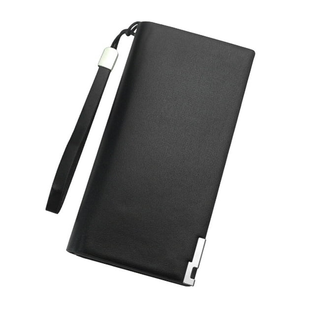 Long Paragraph Wallet Zippered Large Capacity Purse Multi Slots Holder Phone Storage Bag for Father Male Friends Coffee (Black)