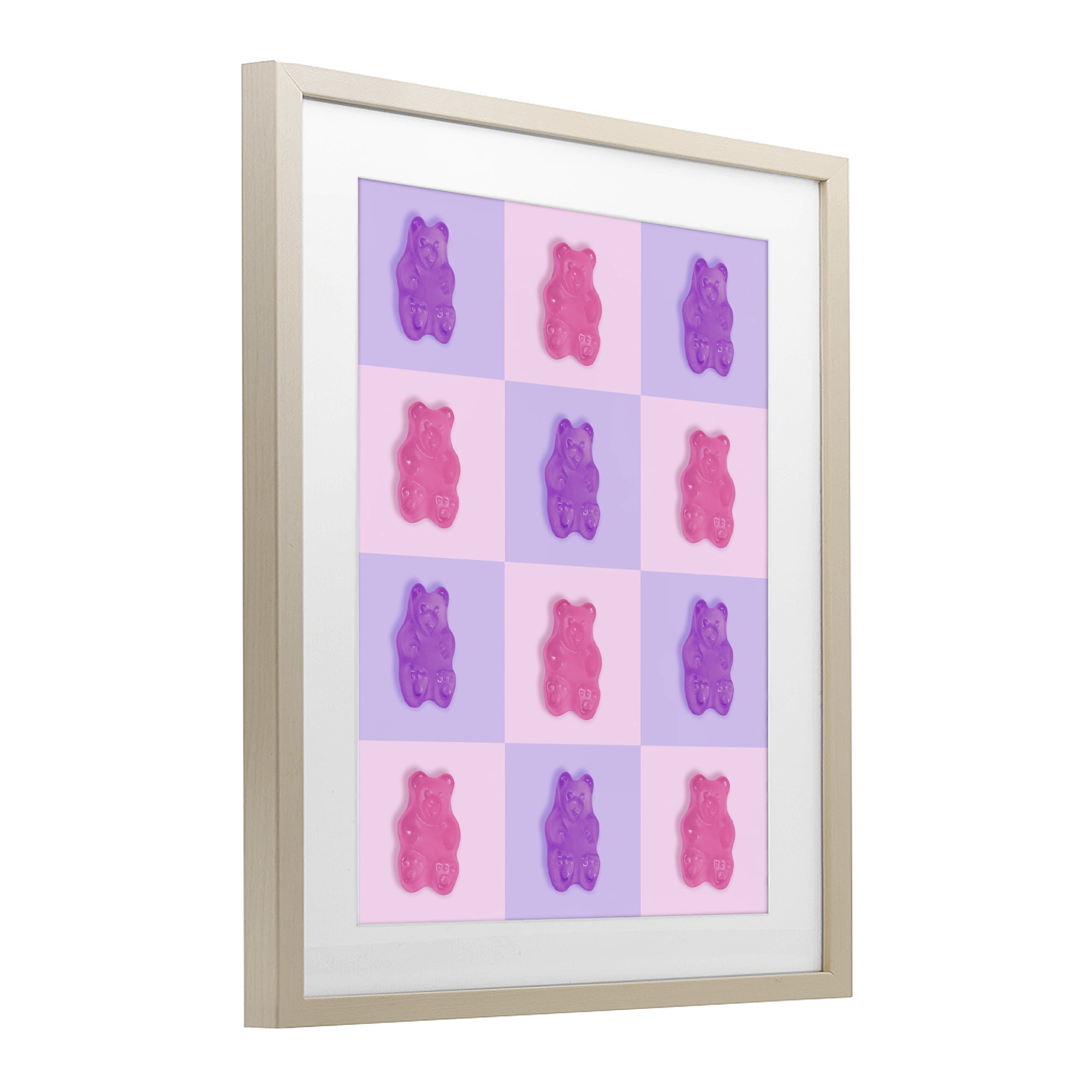 Stupell Industries Pink & Lilac Candy Bears Birch Framed Print Under Glass, design by LISH Creative