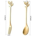 thumbnail image 3 of Juego de 32 cucharas y tenedores de postre, tenedores para tartas, cucharas de café, tenedores para frutas, acero inoxidable, dorado, 3 of 8