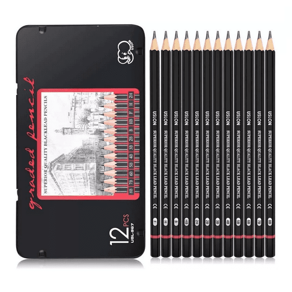 12 Kit Profesional Lápices Grafito De Dibujo Con Pencil H&b